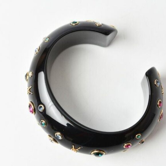 Saint Laurent Bangle Bracelet Bangle Rhinestone Multicolor Black - Picture 4 of 6